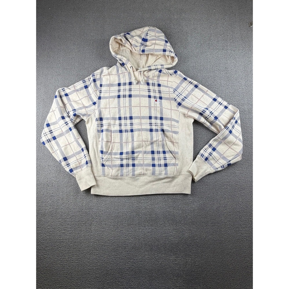 Champion Tracksuit Men S Beige Plaid Reverse Weave Hoodie & Joggers Athleisure